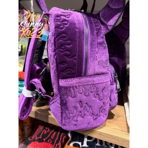 Loungefly Disney Sleeping Beauty Purple Velvet Maleficent Figural Mini Backpack main image 8